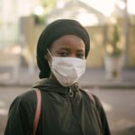 African lady wearing nose mask